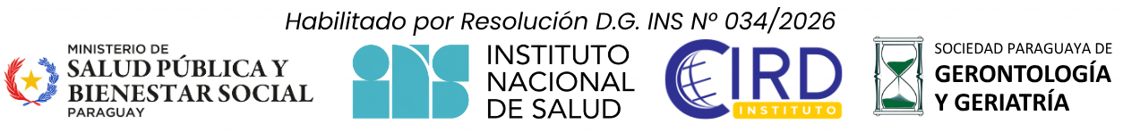 Habilitado por Resolución D.G. INS Nº 034/2026 - Ministerio de Salud Pública y Bienestar Social, Instituto Nacional de Salud, CIRD Instituto, Sociedad Paraguaya de Gerontología y Geriatría